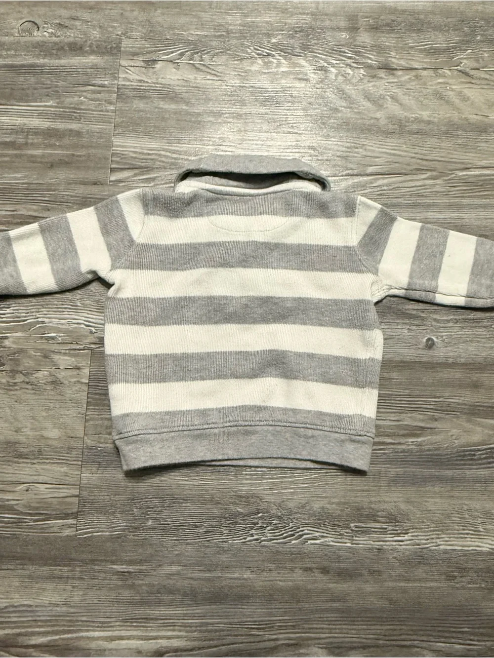 Ralph Lauren Baby Sweater 9M Gray White Striped Collared Pullover